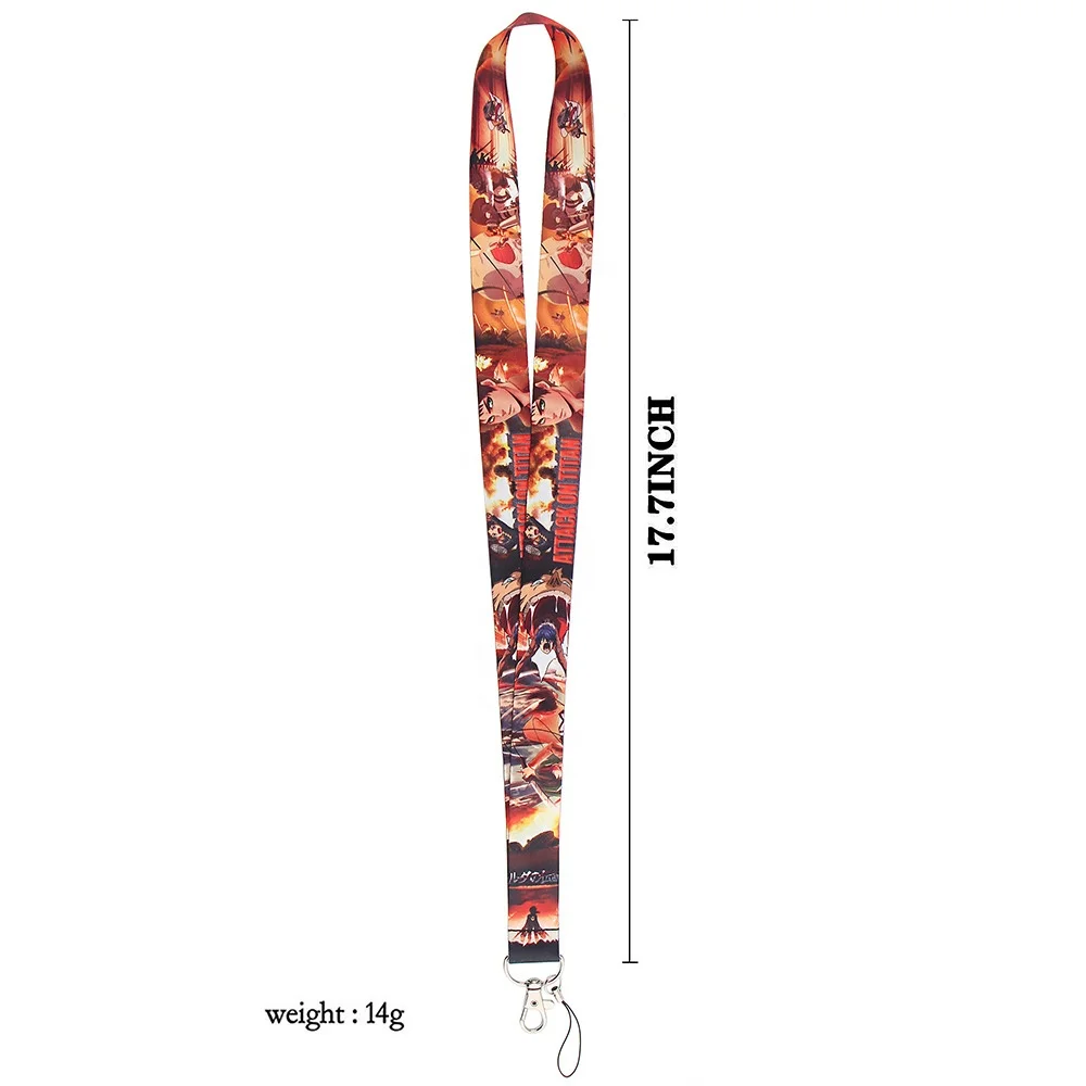 Attack On Titan Factory Design Lanyard Anime Custom Pattern Neck Strap Fashion ID Card Key Phone Keychain Lanyards for Fans
