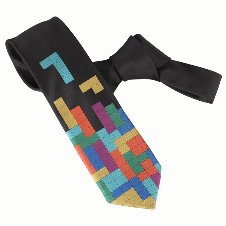Manufacture Wholesale Polyester Jacquard Formal Ties Tetris Pattern Texture Necktie for Men