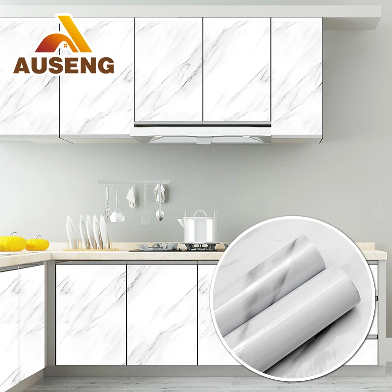 High Quality Pvc Marble Wall Sticker High Temperature Oil Proof  Backsplash Foil Kitchen Wallpaper