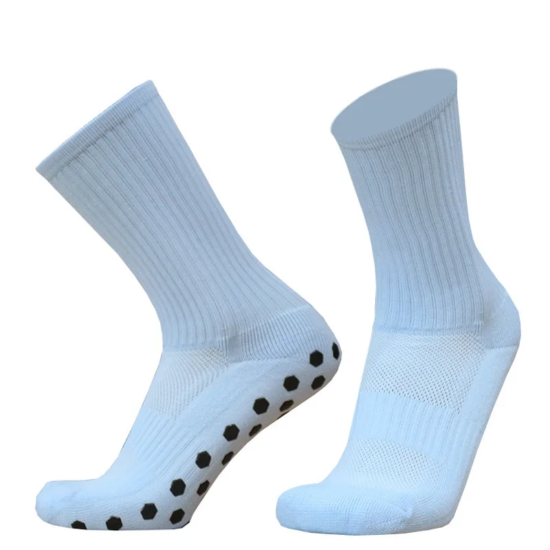 Wholesale knitting machine custom logo crew socks sports grip socks soccer football socks with grip