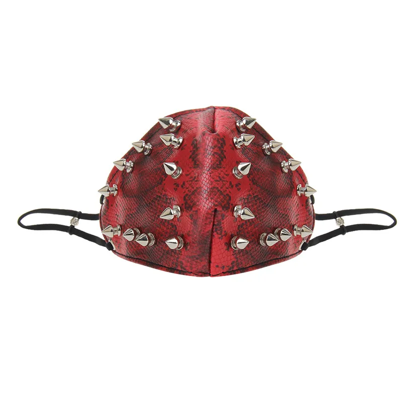 
Free Sample Cool Punk Leopard Personalized Rivet Dust-Proof Outdoor Motorcycle Leather Face Cover High Quality 