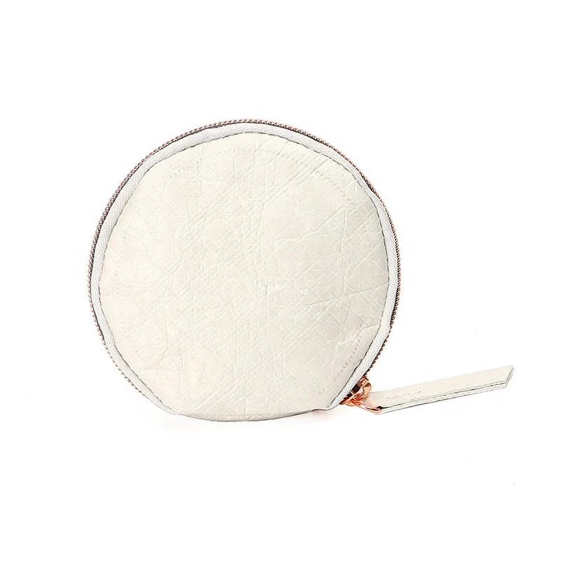 Factory custom round shape  durable coin  purse white wallet  daily life  storage bag Tyvek  paper  waterproof  wallet