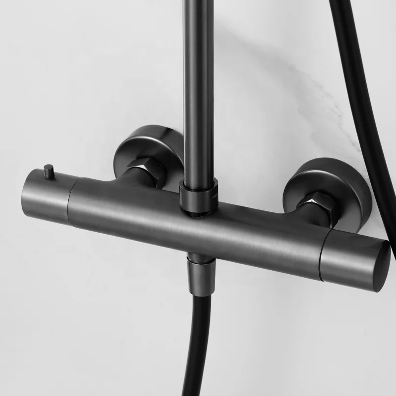 High-end new design simple style bathroom thermostatic rain shower set long warranty period