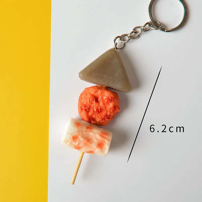 Fun mini simulation BBQ Japanese BBQ skewer food play meat skewer egg pendant Key chain accessories school bag car key ring