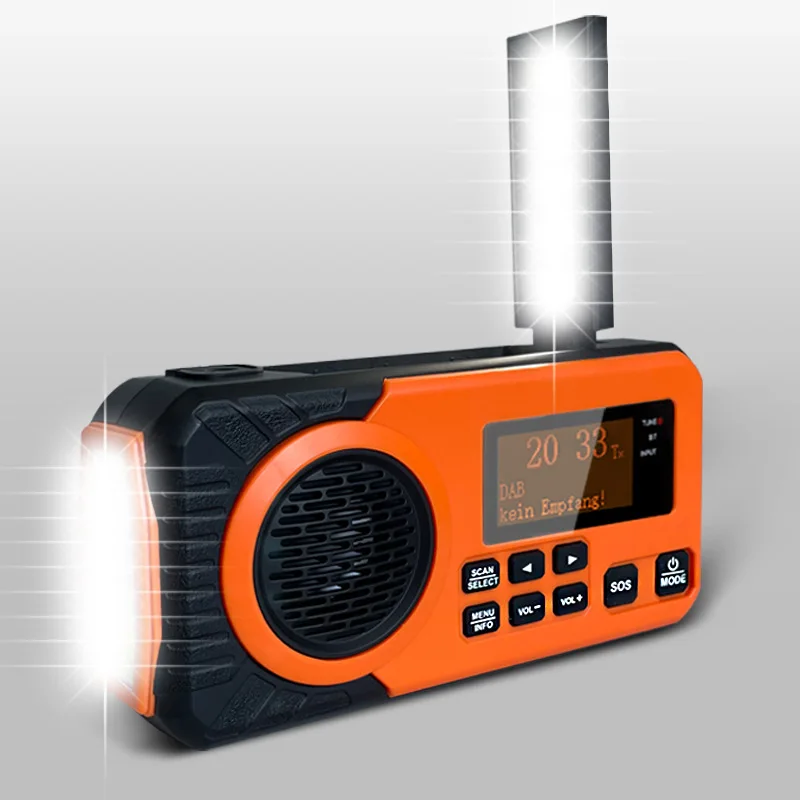 Solar Power Outdoor Multi-Function Emergency Radio With Dab+fm Digital Tuning Flashlight & Camping Reading Lamp