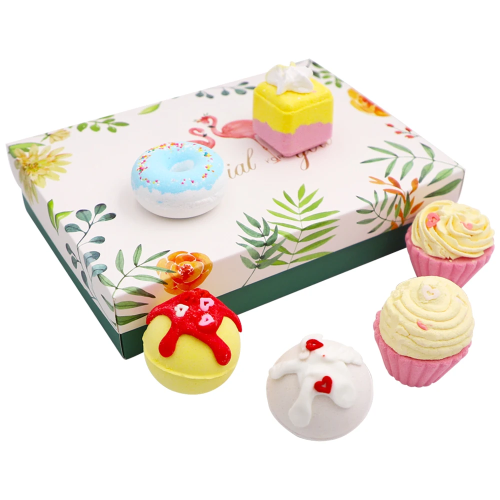 OEM Private Label Custom Packaging Gift Set Rich Bubble Vegan Natural Organic Colorful Handmade Cake Shaped Bath Bombs
