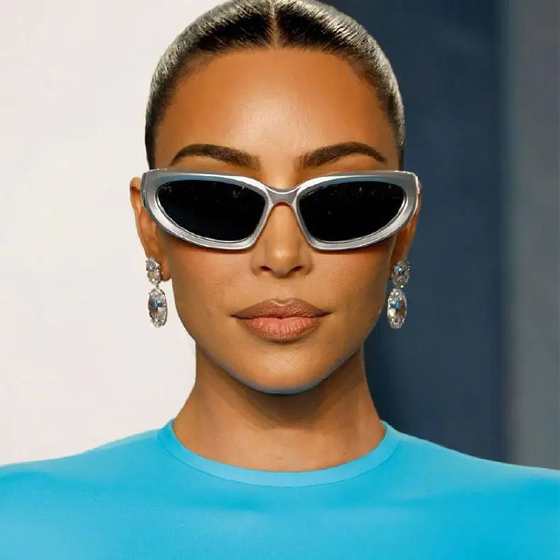 Steampunk Sunglasses Women Punk Brand Designer Sun Glasses Men Silver Mirror Shades Fashion Eyewear Y2K Cycling Sports Acrylic