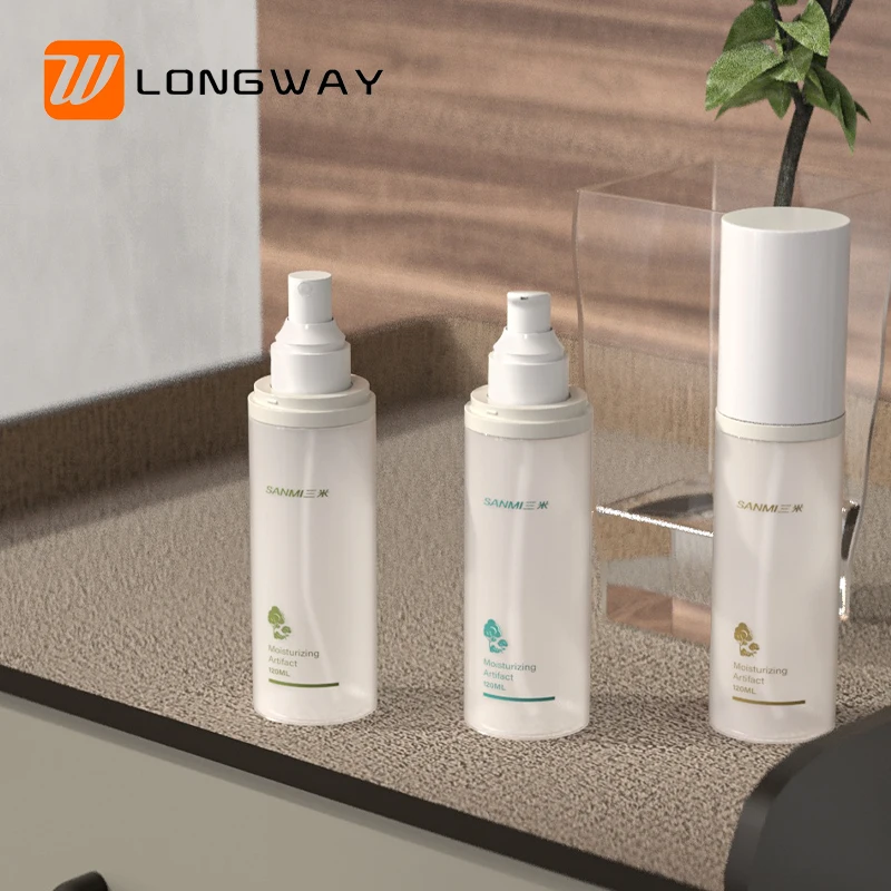 Luxury Eco-friendly White PET 80ml 100ml 120ml 150ml Empty Plastic Cosmetic Packaging Container 100 ml Lotion Spray Double Hold