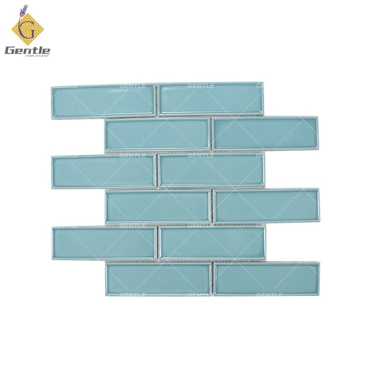 New Style Foshan Factory Mould Surface Long square Shape peacock blue Glazed Porcelain Tiles Mosaic Green For Wall Backsplash