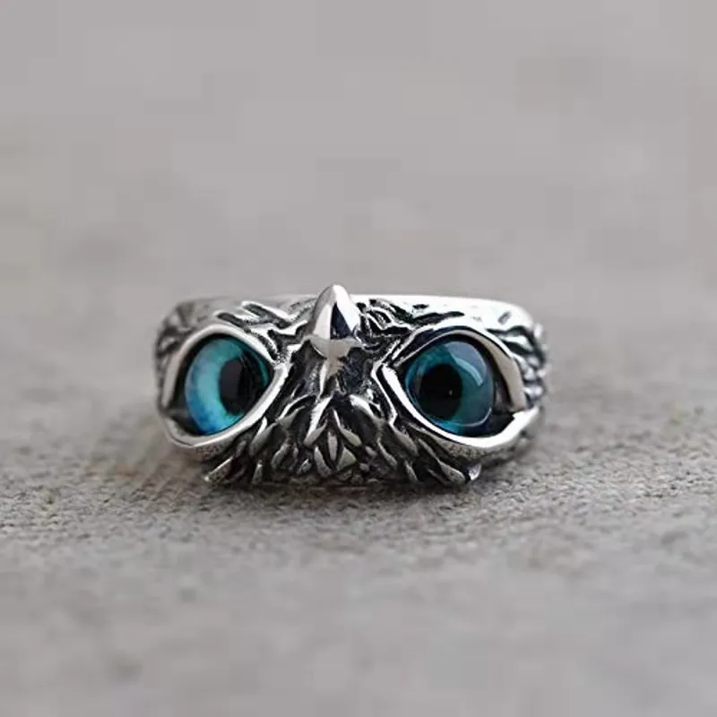 Owl Silver Plated Ring Vintage Ring Personality Design Cold Trender Gift Ring