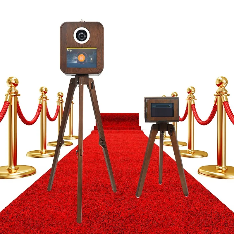 Portable Retro Photobooth Real Wood Instant DSLR Wedding Vintage Photo Booth Machine with Printer