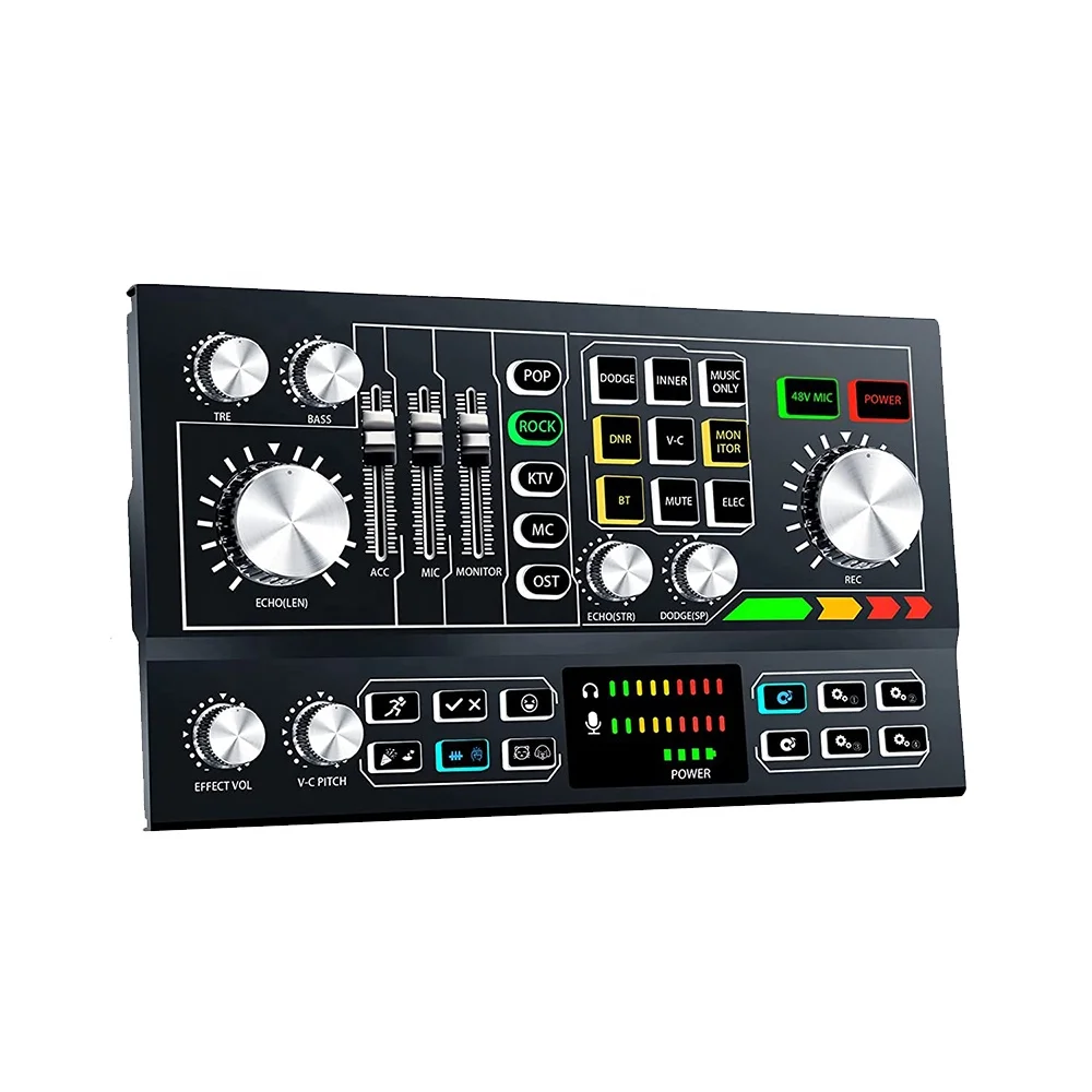 P9 48V phantom power supply Sound Card recording karaoke tarjeta de sonido External usb  Audio Sound Cards & Mixers