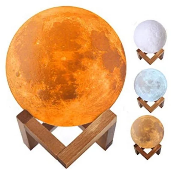 Drop Shipping 12 cm With 3 Colors 3D Led Magical USB Charge Mini Battery Powered Moon Night Light Moonlight