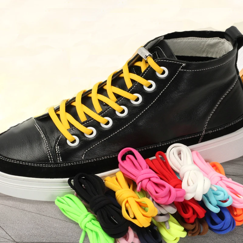 2021 New Flat Kids Adult Magnetic Lock Shoelaces Elastic No Tie Shoe Laces Sneakers Shoelace Magnet Lazy Laces
