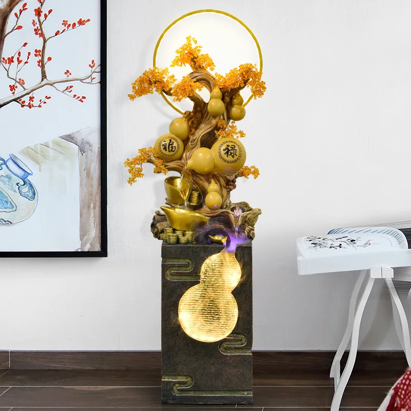 Chinese-style Gourd Rockery Flowing Water Fountain Ornaments Living Room Entrance Hall Store Opening New Home Gift Lucky Deco