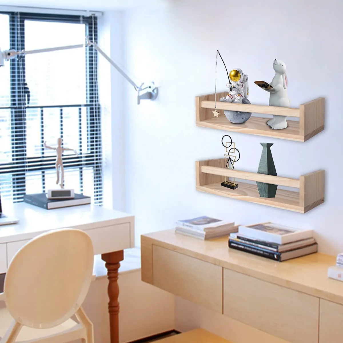 Nursery Book Shelves Set of 4,Wood Floating Nursery Shelves for Wall,Wall Bookshelves for Kids