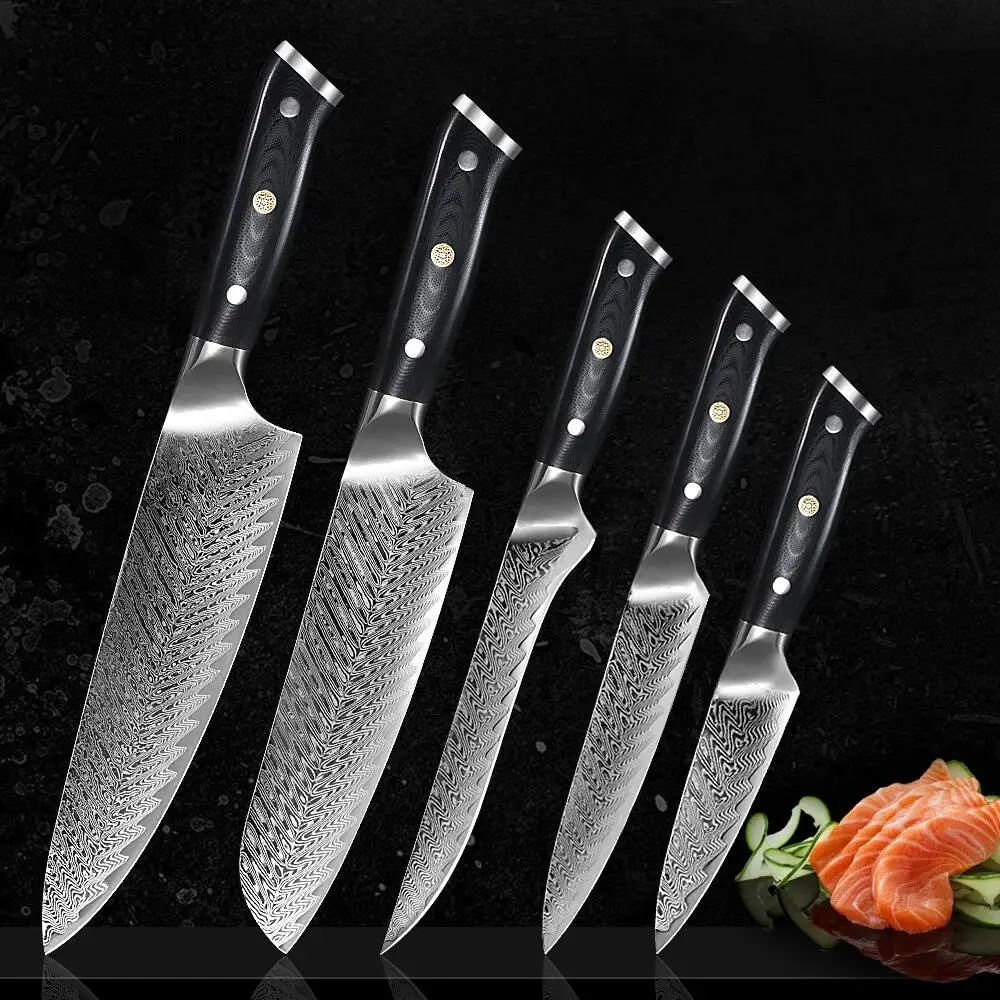 Dropshipping Amber 3.5 Inch Alligator Pattern Damascus Steel Utility Fruit Knife With Olive Wood Handle