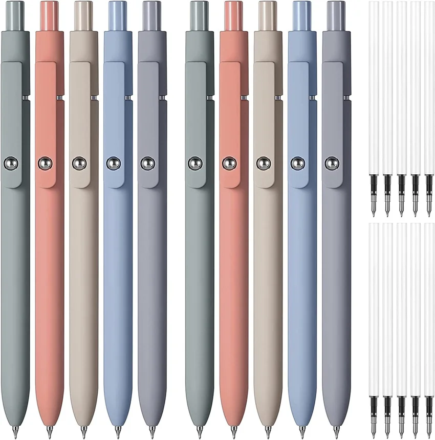 Luxury Metal Writing Pen with Premium Black Gel Ink Retractable for Office School Home Supplies metal pen