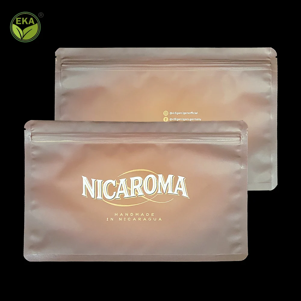 Custom Printed Ziplock Cigar Packaging Bag Tobacco Leafs Packaging Bag Frosted Food Packaging Bags