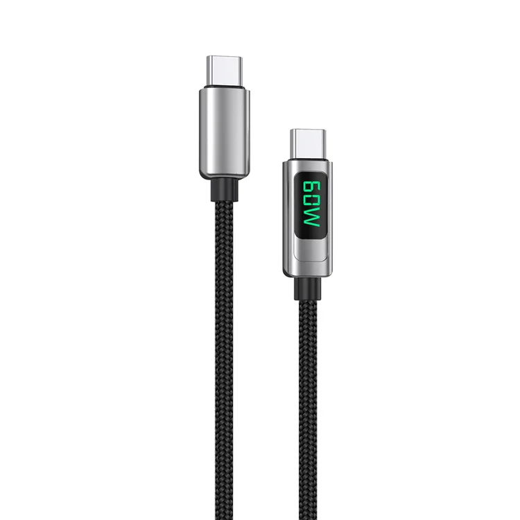 1 м цифровой дисплей PD 60 Вт кабель для мобильного телефона usb c type-c быстрой зарядки данных