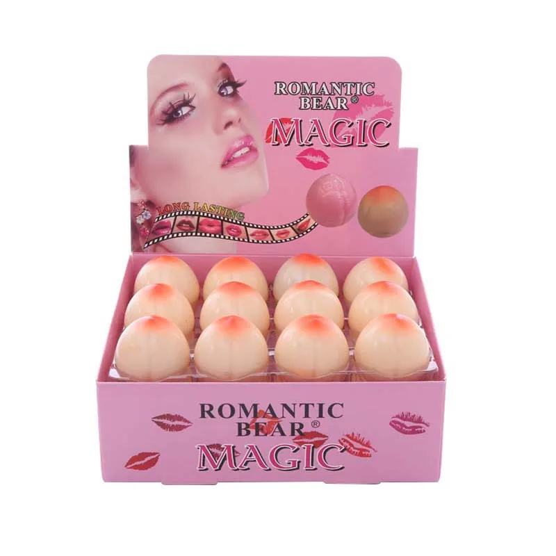 LB01A2 Romantic Bear organic fruit wholesale lip balm stick vegan cute natural herbal 24pcs per box red strawberry lip balm ball