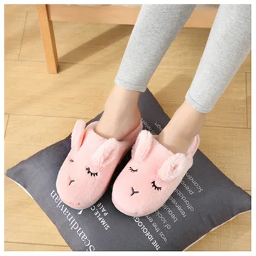 Non-slip slippers for men and women cute ears plush rabbit slippers indoor soft bottom cloth home slippers