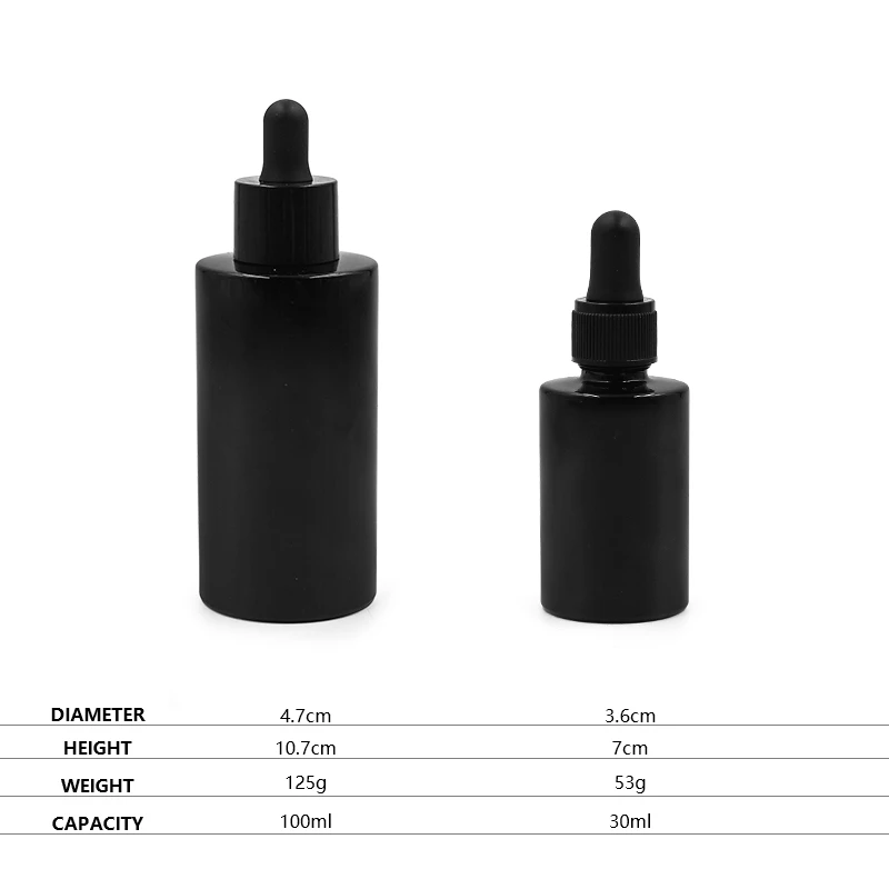 New 30 ml 100 ml  black UV violet glass dropper essential oil bottle
