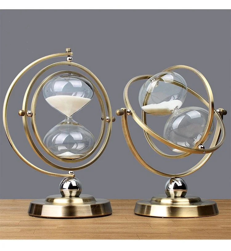 Wholesale Time Hourglass 60 Minutes Creative Metal Ornaments Birthday Promotional European Living Room Decoration Hourglass
