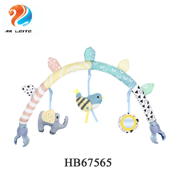 Cute Baby Crib Comfort Play Arch With Mirror Hanging Toy Bed Bell Mobile  Stuffed Animal with Sound Baby Stroller Toy