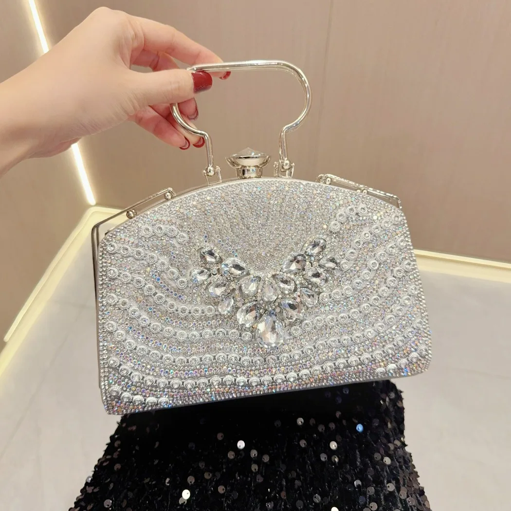 Wholesale Handmade Rhinestone Purse Woman Handbag Clutch Bags Retro Evening Bag for Ladies