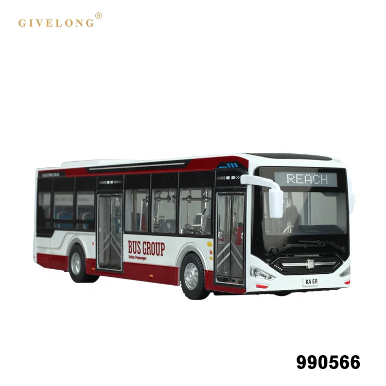simulation lighting effect 1/42 sliding custom diecast bus models