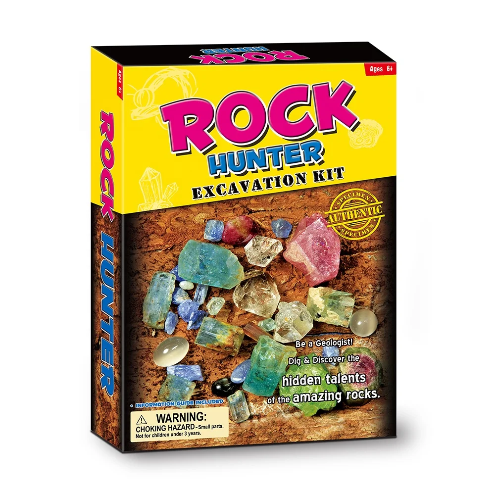 Customize Private Logo DIY Kids Arts Crafts Deluxe  Archaeological  Fluorescence Rocks Dig Kit Science Learning With UV Pen