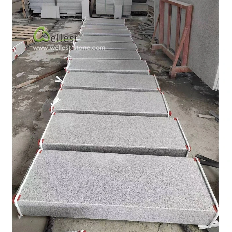 China Cheaper grey granite curbs road side curb stone
