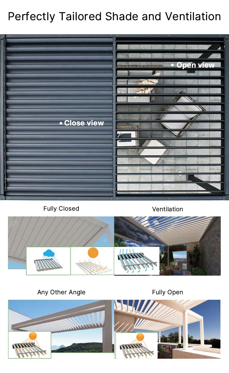 High Quality Waterproof Aluminum Pergola Gazebo Pavilion Outdoor Garden Made in China