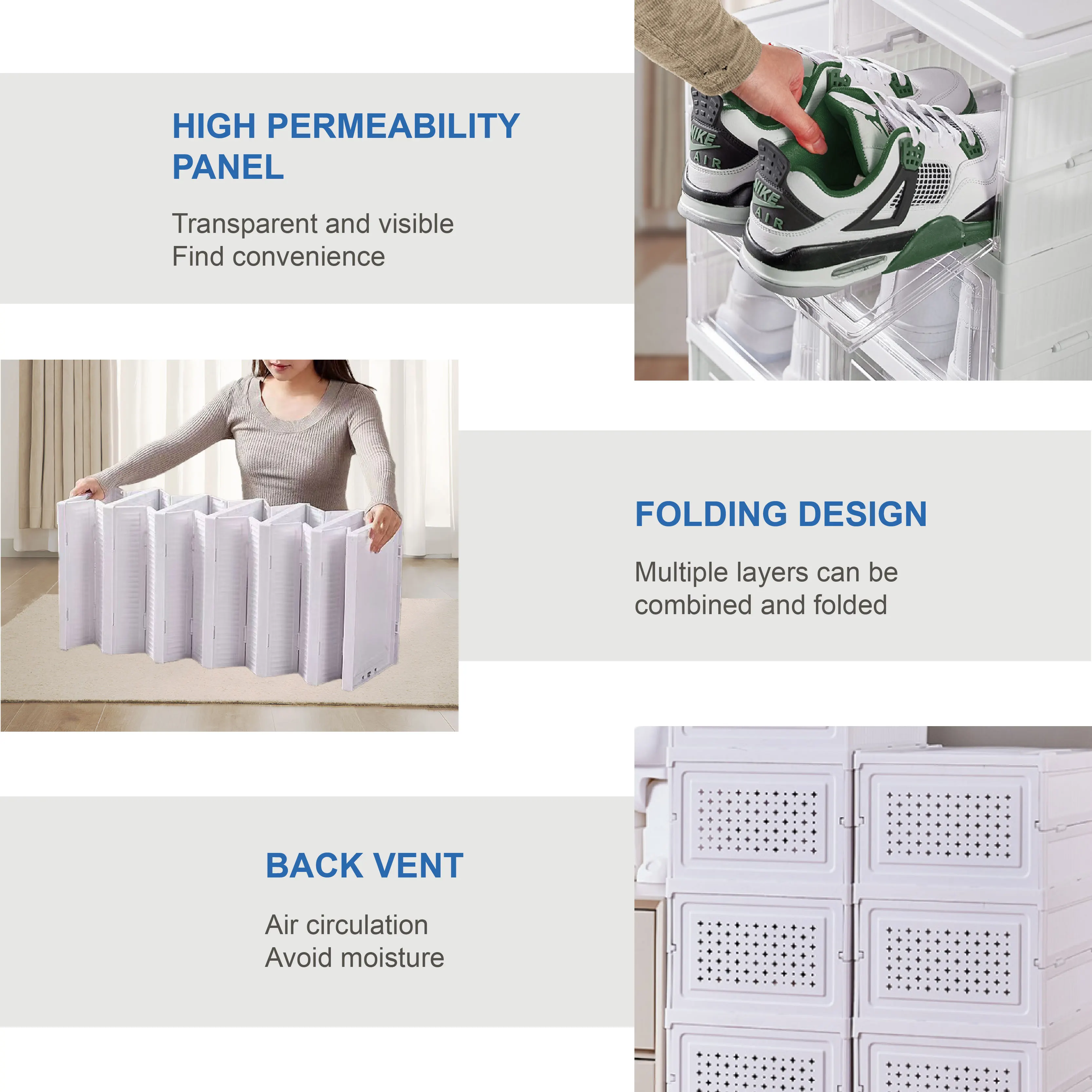 Furniture Shoe Rack Cabinet Shoe Box Folding Display Stackable Transparent Clear Plastic Home Organizer Box Storage Shoes Rack