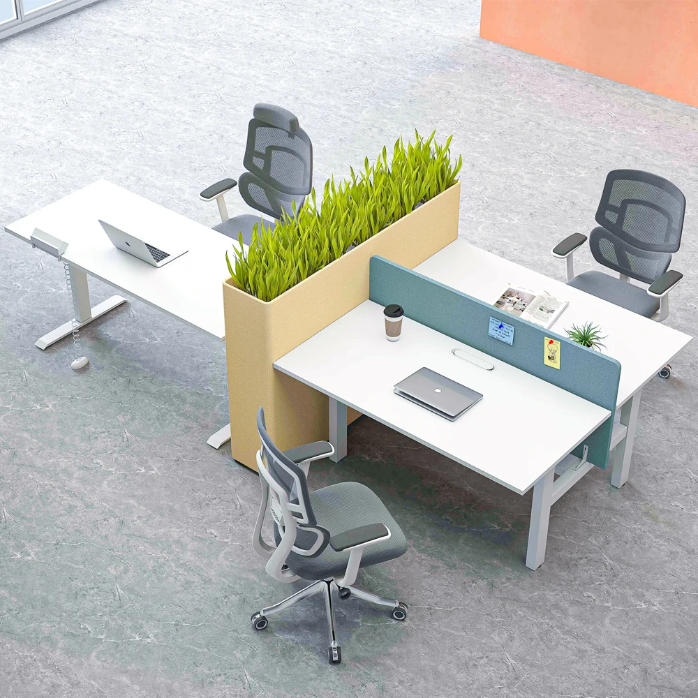 Modern office furniture particle board desktop computer 4 person office desk for 4 seater workstation lift conference table