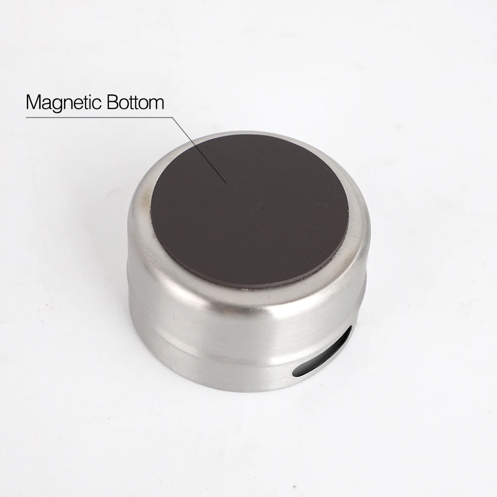 6PCS SET Kitchen Stainless Steel Magnetic Spice Condiment Cruet Holder Jar