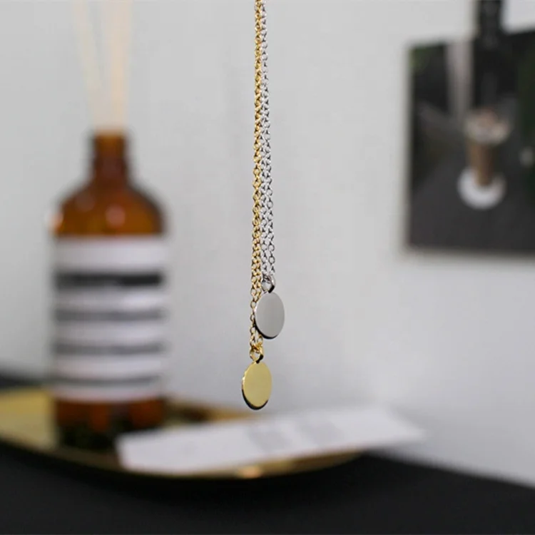 Sterling silver 925 jewellery 18k Gold Vermeil Blank Disc Pendant Necklace For women