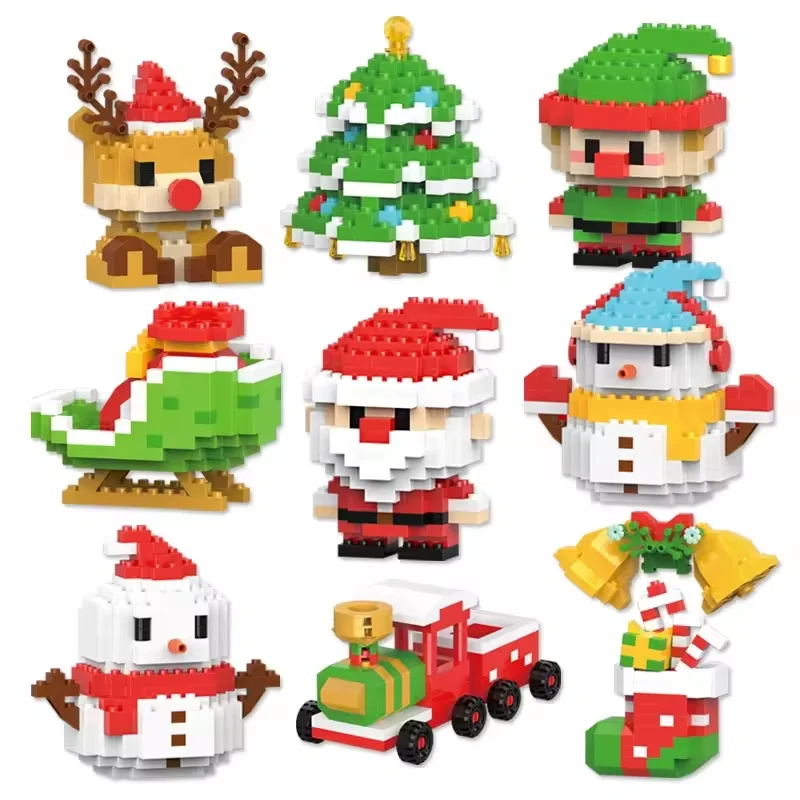 Christmas Christmas Party Favors Mini Block Sets DIY Brick Toy Christmas Block Santa Claus For Children Kids Gifts