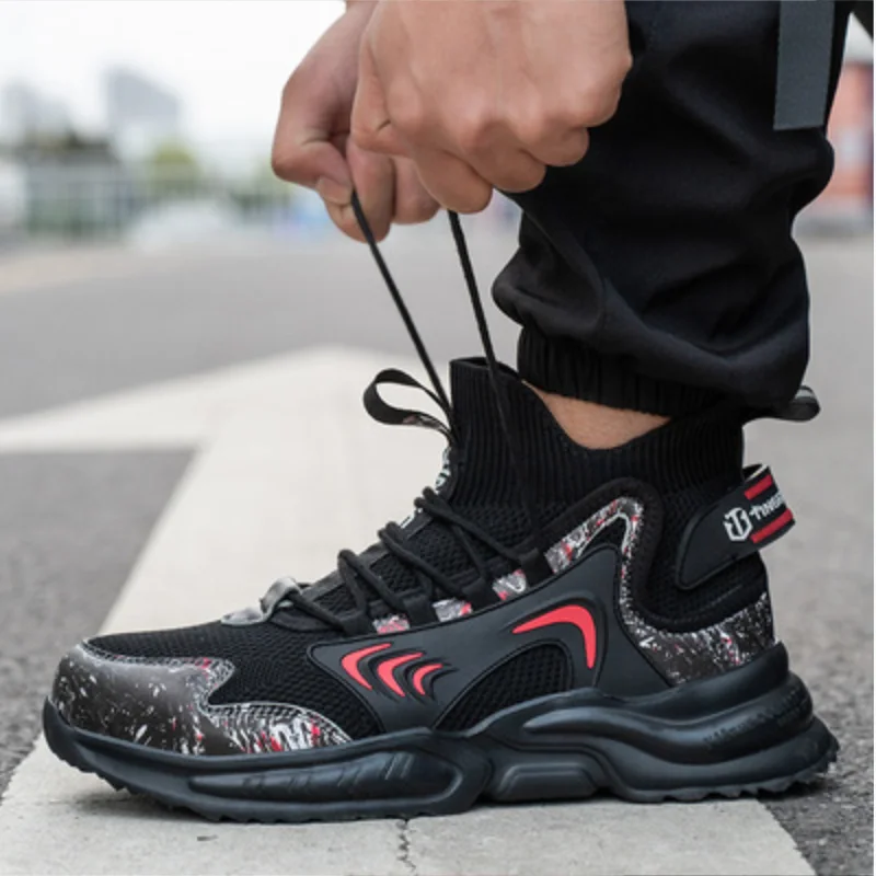 Fashion labor  breathable men work boots industrial steel toe safety sneakers shoes with the lowest price