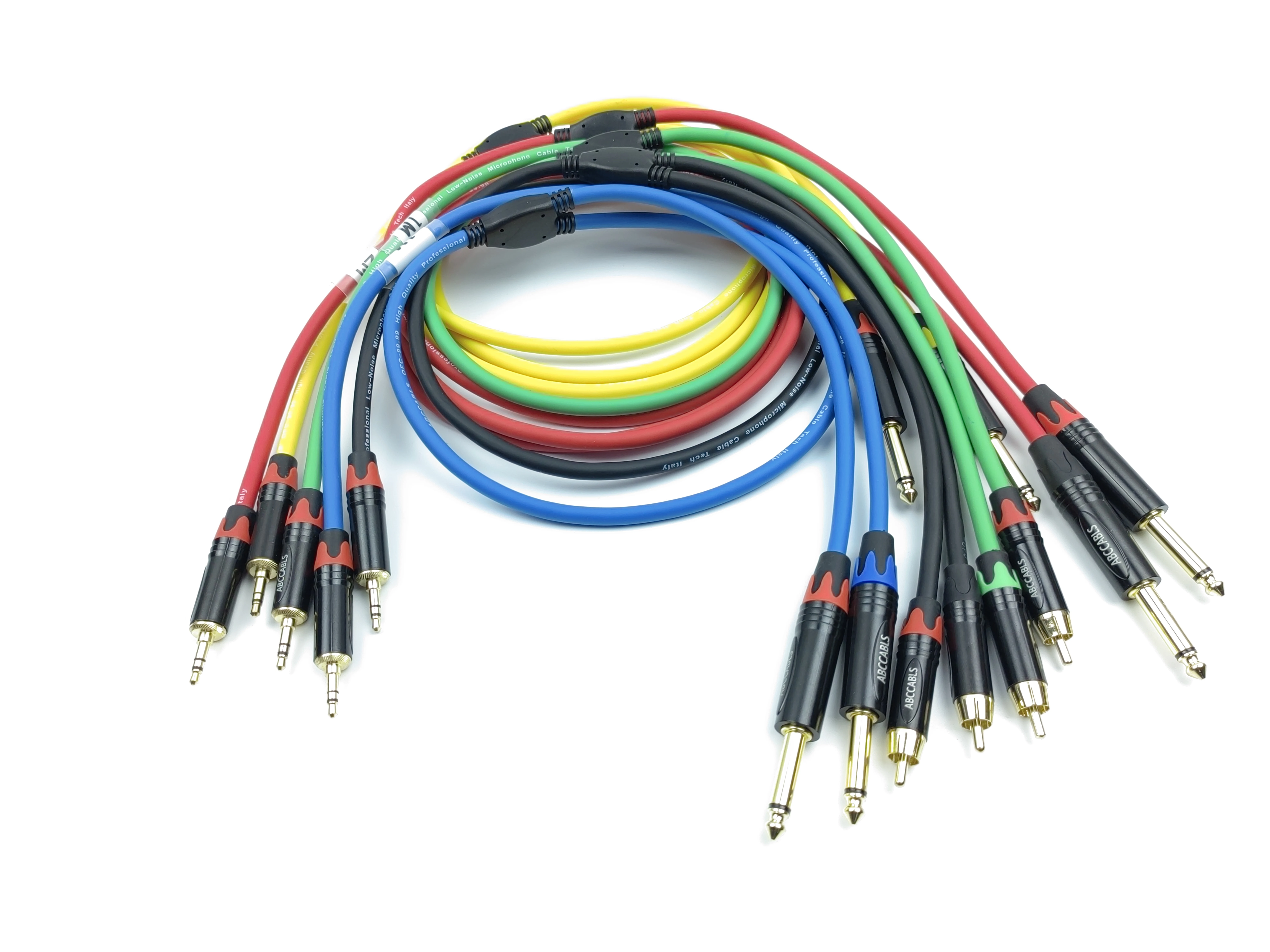 3.5mm 1/8 inch TRS Dual 6.35 1/4 TS Audio Cable 2m Y-Splitter RCA Adapter OFC Gold Plated Connector Speakers Microphones