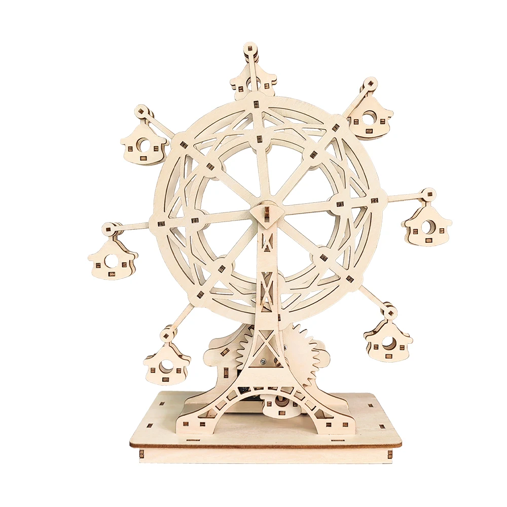 Wholesale 3d Puzzle Moving Music Box Wood Ferris Wheel DIY Creative Toy Handmade Model Mechanical Kits