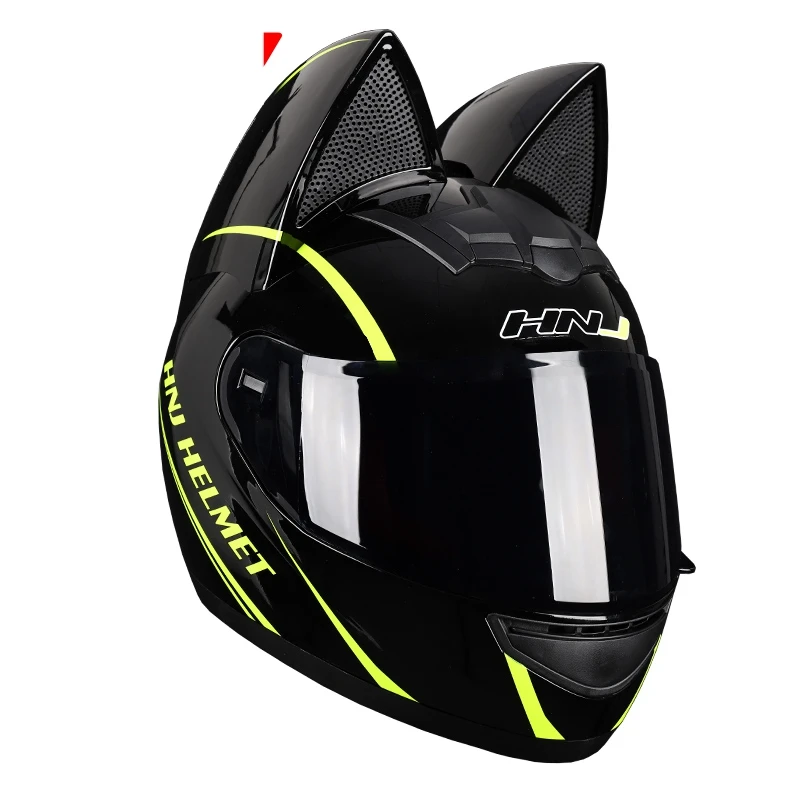 High-Strength Abs Lovely Cat Ear Motorbike Casco Motocross Motorcycle Helmets Full Face Helmet