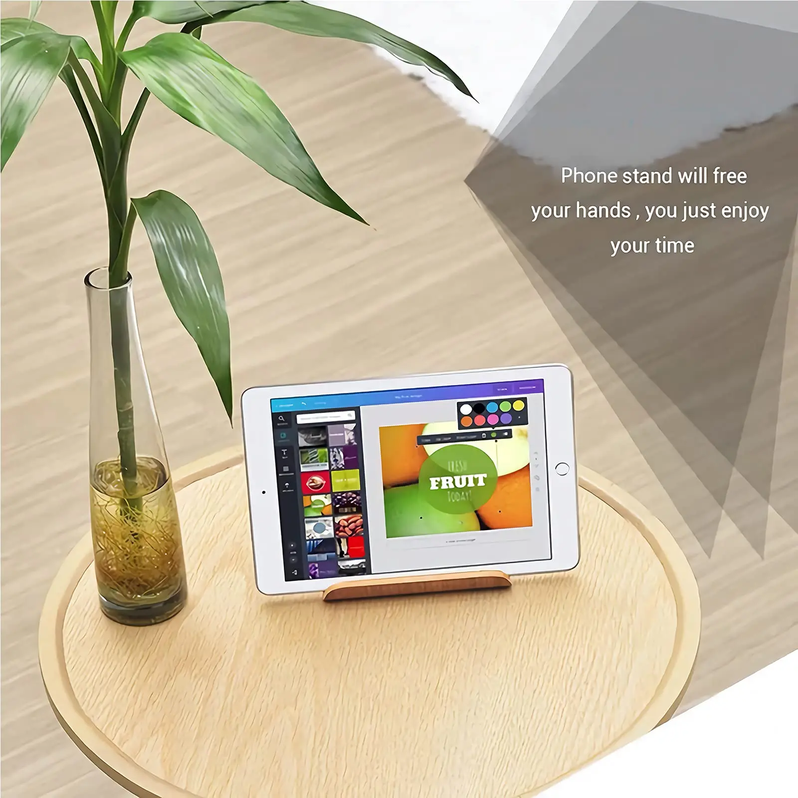 Universal Non-Slip Stable Wooden Phone Stand Desktop Drawer Organizer iPhone 13 Galaxy iPad Tablets Facetime Mobile