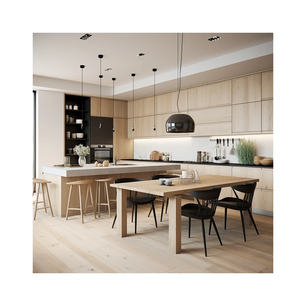2024 AI Creative Concept Design Nordic Minimalist Style Kitchen Design Modern Cream Style Design 3D Rendering Service