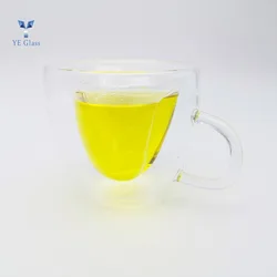 Heat-resistant Clear Heart Shaped Drinking Glass Double Wall Insulated Glass Cup for Tea