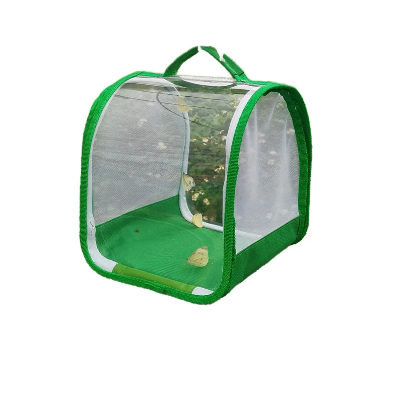 Kingtale Transparent Floral Pattern Pet Carrier Bag 360-Degree Protective Butterfly Cage for Insects Reptiles Pet Furniture