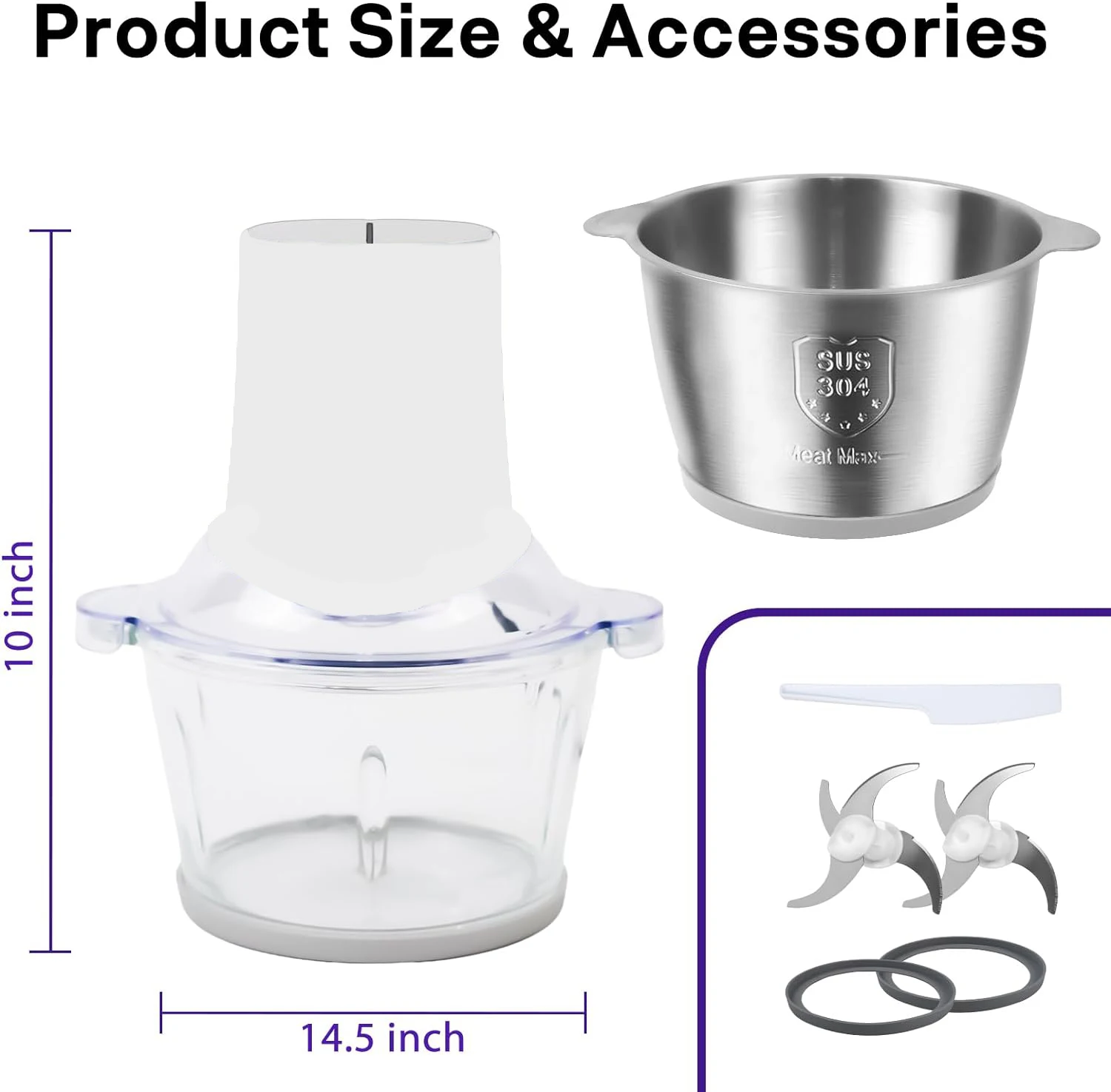 Food Processors Small Meat Grinder Food Chopper Electric Vegetable Chopper 2 Speed Kitchen Cutter