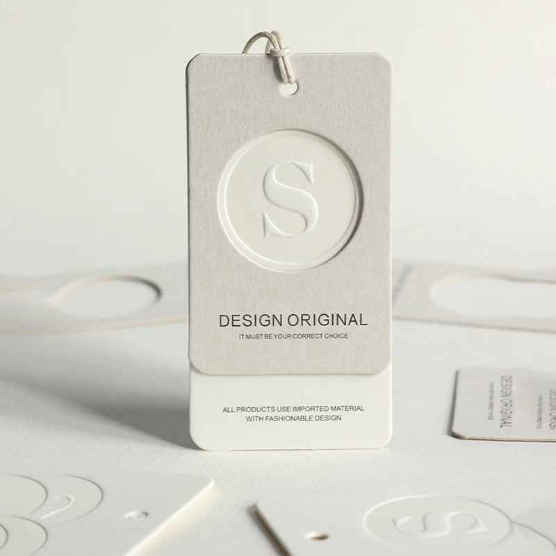 Custom Designed Printing Paper Garment Hangtag Labels Sustainable Clothing Product Tags for Shoes and Bags Foil Technics
