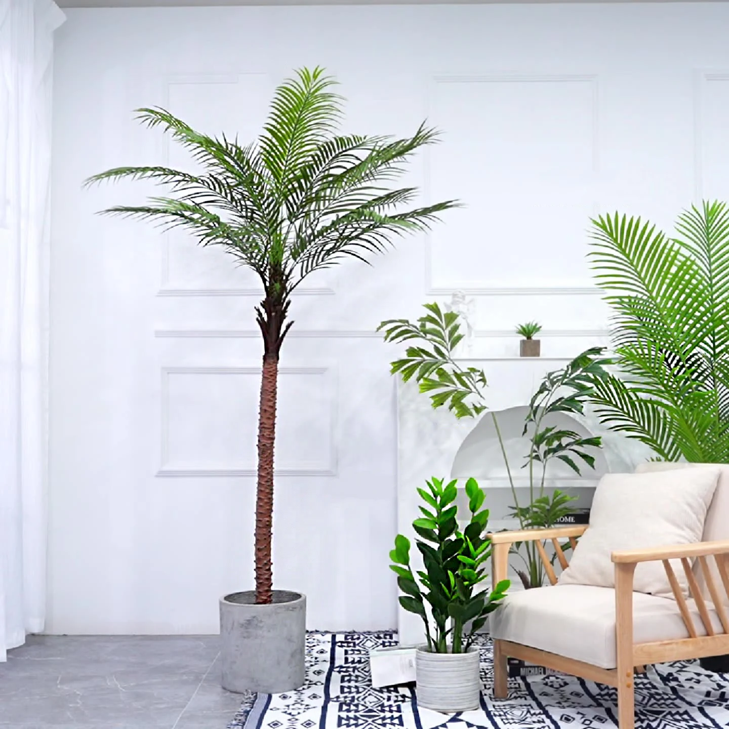 wholesale plastic outdoor decoration potted trees garden landscaping green home ornamental bonsai artificial plants  palm tree